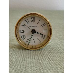 Vintage Tiffany & Co. Brass Desk Clock w/ Roman Numerals AS IS